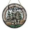 Placa de Porta de Boas-Vindas Fofa Pintura Decorativa Vintage Pintura em Madeira Decoração de Parede Placa Pendurada Interna e Externa Placa de Boas-Vindas para Porta Transfronteiriça