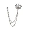 Insignia de pin de cadena para traje estilo británico broche de corona para hombre de alta gama corsage retro de personalidad europea y americana femenino hd