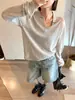 Pantalones cortos de mezclilla premium con salpicaduras vintage para mujer, nuevo estilo de verano 2026, delgados de cintura alta de pierna ancha, rectos, adelgazantes, de longitud media