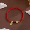 Pulsera Roja de Cuerda con Calabaza Fulu de Cinabrio Pulsera de Cinabrio Tejida a Mano Regalo Rojo Accesorios de Mano para el Año del Zodiaco de Hombres y Mujeres