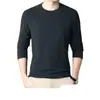 Capa base térmica para hombre Otoño/Invierno Estilo Nuevo Color Sólido Hombro Normal Cuello Redondo Casual Versátil Adelgazante Cálido Top