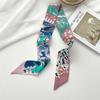 Pañuelo de seda largo y pequeño para mujer, banda para el pelo, doble cara, elegante, para bolso con lazo, pequeño, regalo de mano, pañuelo con lazo