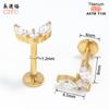 Stud para Cartílago de Oreja F136 Titanio Incrustado con Circonita Blanca G23 con Base Plana de Espiral Interna Joyería para Piercing de Labio Aleación de Titanio F136