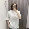 Roupas Casuais Masculinas/Femininas Japonesas para Solteiros/Solteiras Camiseta Casual Fresca Soltinha Gola Redonda Pequena Efeito Emagrecedor Estilo Ombro a Ombro Mangas Três Quartos 455359