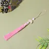 Borlas en forma de abanico de doble cara estilo chino tradicional, pequeños adornos colgantes para Hanfu, accesorios vintage, venta al por mayor