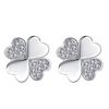 Pendientes de Hojas y Hierba de Cuatro Piezas Simétricos de Diamante Estilo Coreano Elegantes Distintivos Simples Dulces Joyería Mori Dongdaemun