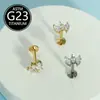 Brincos e Piercings Labiais F136 de Titânio com Três Pedras, Diamantes Marquise Cravejados, Zircônia Super Brilhante, Fabricante Transfronteiriço, Joias para Body Piercing Totalmente em Titânio