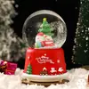 Várias caixas de música de bola de cristal luminosa de Natal, presentes de Natal, enfeites decorativos, figuras fofas de Papai Noel e boneco de neve, e caixas de música de oito tons