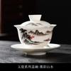 Xícara de Chá de Porcelana Azul e Branca com Tampa Grande de Porcelana Branca Cerâmica Conjunto de Chá Kung Fu Tigela de Chá de Três Peças Bule Peça Única
