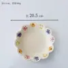 Plato de Encaje Floral Coreano Plato de Cerámica Plato de Postre Plato de Pastel Plato de Postre Plato de Desayuno Plato de Frutas Plato de Flores