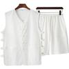 Colete estilo Tang masculino, jaqueta mandarim estilo chinês, camisa de verão estilo chinês com fivela para meia-idade e idosos
