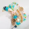 Pulsera de Cruz Bohemio Transfronteriza Ojo del Diablo Pulsera de Cuentas de Vidrio Hecha a Mano Cristal Conjunto de Pulseras Multicapa
