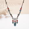 Collar de cerámica Jingdezhen, nuevo estilo chino, collar de estilo antiguo, estilo fresco para estudiantes, joyería de estilo nacional tejida a mano para niñas.