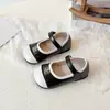 Zapatos de Fiesta Franceses para Niños con Tacón Grueso de Corte Bajo 2025 Nuevo Estilo Primavera/Otoño con Faldas Zapatos Mary Jane Negros de Un Solo Color