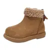 Botas de Nieve para Niños Estilo Invierno Calidez con Felpa Adicional Botas de Algodón para Niñas Suela Suave Antideslizante Botas Cortas de Estilo Casual para Niños Cremallera Trasera