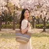 Bolsa de Palha Tecida de Verão para Mulheres, Bolsa de Palha Grande Capacidade, Bolsa de Mão Casual da Moda