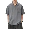 Camisa de Rayas Manga Corta para Hombre, Nuevo Estilo Verano, Camiseta Transpirable de Algodón Puro Manga Corta, Camisa de Cuello Polo Pullover, Ropa para Hombre al por Mayor