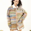 Suéter Rayado Colorido Estilo Retro Americano Otoño/Invierno 2026 para Mujer, Elegante Cárdigan de Punto Holgado, Ropa Exterior Casual