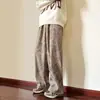 Estilo Hong Kong Plantação de Rua Floral High Street Personalidade Cool Nicho Moda Jovem Tendência Calça Reta Forrada com Fleece Masculina Tendência