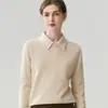 Suéter Minimalista 100% Caxemira Pura Novo para Outono/Inverno 2026 para Mulheres, Gola Redonda, Manga Longa, Blusa de Tricô Casual Versátil
