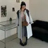 Casaco de cashmere dupla face para mulheres, novo estilo outono/inverno, longo, elegante, com gola boneca, corte solto e xale removível