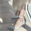 Zapatos de boda de tacón alto con flash zapatos de novia ceremonia suave para adultos boda principal perla no cansan punta afilada zapatos plateados
