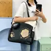 Bolso tote nuevo para estudiantes, gran capacidad, perfecto para sesiones de tutoría, diseño moderno color-blocking, patrón de dibujos animados lindo, gran capacidad, adecuado para ir al trabajo y llevar libros
