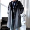 25 Nuevas Cazadoras con Capucha de Longitud Media Sueltas para Hombre, por Encima de la Rodilla, Estilo Coreano, Talla Grande, Moda Casual, Abrigo tipo Cárdigan