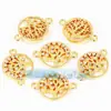 Accesorios para Joyería DIY Cobre Puro Chapado en Oro Microincrustado Árbol de la Vida Arcoíris Conector Incrustado de Turquesa