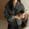 Abrigo de Lana para Mujer Invierno Estilo Coreano Solapa Suave Petite Holgado Versátil Corto Cuello de Muñeca Abrigo de Lana