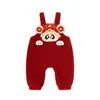 Dudujia Roupa Infantil Macacão Forrado com Fleece Infantil Suéter de Inverno para Meninos Calça Infantil de Ano Novo Roupas com Saudações Festivas de Ano Novo