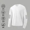 Camiseta casual versátil de manga comprida para outono para homens, gola redonda, cor sólida da moda, confortável, respirável e com caimento solto