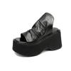 Sandalias de Plataforma de Cuero Genuino con Suela Gruesa para Mujer Verano 2024 Nuevas Chanclas de Cuña de Cuero Suave con Suela Suave Chanclas de Boca de Pez Versátiles