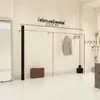 Estante de Exhibición de Acero Inoxidable Montado en la Pared para Tiendas Boutique, Colgador Lateral para Tiendas de Ropa de Hombre y Mujer, Colgador de Ropa Negro Montado en la Pared
