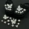 Corrente dourada girassol rosa compatível com Crocs luxo leve strass acessórios DIY flor de sapato decoração removível atacado fivela de sapato
