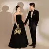 Vestido de Novia Ligero Estilo Francés para Novias, Sencillo Vestido sin Tirantes, Vestido de Satén Super de Hada con Temática de Bosque hasta el Suelo, Vestido de Recepción para Figuras Pequeñas