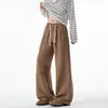 Nuevos pantalones casuales rectos holgados estilo americano para hombre, pantalones de verano relajados retro de moda deconstruidos de lino sintético