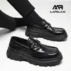 [Personalizado] Zapatos de Piel para Hombre 2024 Nuevo Estilo Británico Casual de Negocios Gama Alta Negro Bajos Redondos Sin Cordones