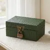 Caja de Almacenamiento de Cuero de Alta Gama Estilo Nórdico para Sala de Estar, Dormitorio, Escritorio, Caja de Almacenamiento para Documentos y Artículos Varios, Estuche de Cuero para Decoración de Sala Modelo