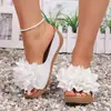 2026 Verano Nuevo Comercio Exterior Talla Grande Sandalias Casuales Cómodas de Mujer con Estampado Floral Slip-On Talla Única