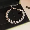 Pulseira de Rede Azul Dourada com Flor de Vidro Pérola Zircônia Brilhante Pulseira Elegante de Luxo Leve Joia de Mão Versátil da Moda