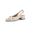 Sandálias Fechadas de Tecido Estilo Francês para Mulheres, Novo Estilo Vintage 2026, Adequadas para Combinar com Vestidos, Sola Macia de Camélia, Sapatos de Salto Bloco Baixo de 3,5cm