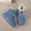 Estilo Nuevo Invierno 2026 Dos Formas Suela Gruesa Escarchada Tacón Oculto Lana de Cordero Más Terciopelo Cálidas Botas de Nieve Botines Cortos para Mujer