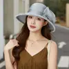 Novo Chapéu de Sol de Organza Estilo Hepburn para Mulheres, Circunferência da Cabeça Grande, Plissado, Elegante, Emagrecimento Facial, Chapéu de Mãe, Chapéu de Pescador Floral