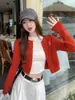 Chaqueta cárdigan de punto gris para mujer, nuevo estilo otoño e invierno, para principios de primavera, top bordado, rojo, talla única