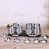Venta al por mayor de fábrica tarro giratorio de acero inoxidable de tres sabores cuatro sabores para condimentos set de utensilios de cocina caja de condimentos botella de condimento azúcar Sal