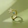 Anillo de Apertura Ajustable con Goteo de Aceite Serie Océano Nuevo Versátil Estilo Coreano Estilo Ins, Anillo Abierto Ajustable Personalizado Creativo Incrustado con Diamantes
