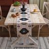 Camino de Mesa Jacquard Americano Transfronterizo Estilo Vintage de Algodón y Lino Tela para Mesa de Comedor Mesa de Té Mantel Largo Decorativo para Fiesta