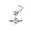 Gabe Amazon acero inoxidable clavo para la nariz anillo para la nariz alas en forma de corazón europeas y americanas clavo para la nariz barra en L circonita microincrustada joyería para perforación