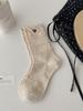 Nuevos Calcetines de Otoño con Botones de Corazón, Estilo Ballet, Puño de Burbuja, Encaje, Calcetines de Algodón hasta la Mitad de la Pantorrilla, Estilo Ins